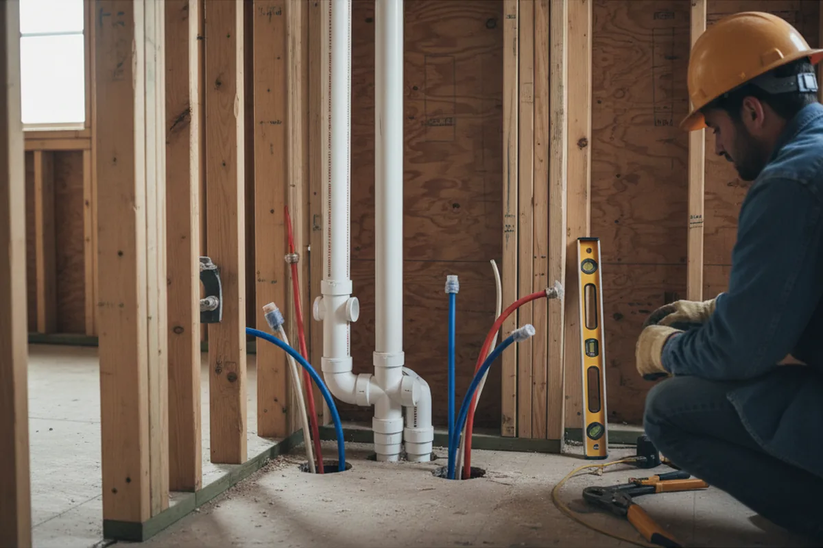 Drain and supply rough-in during Sump Pump Repair in Marysville